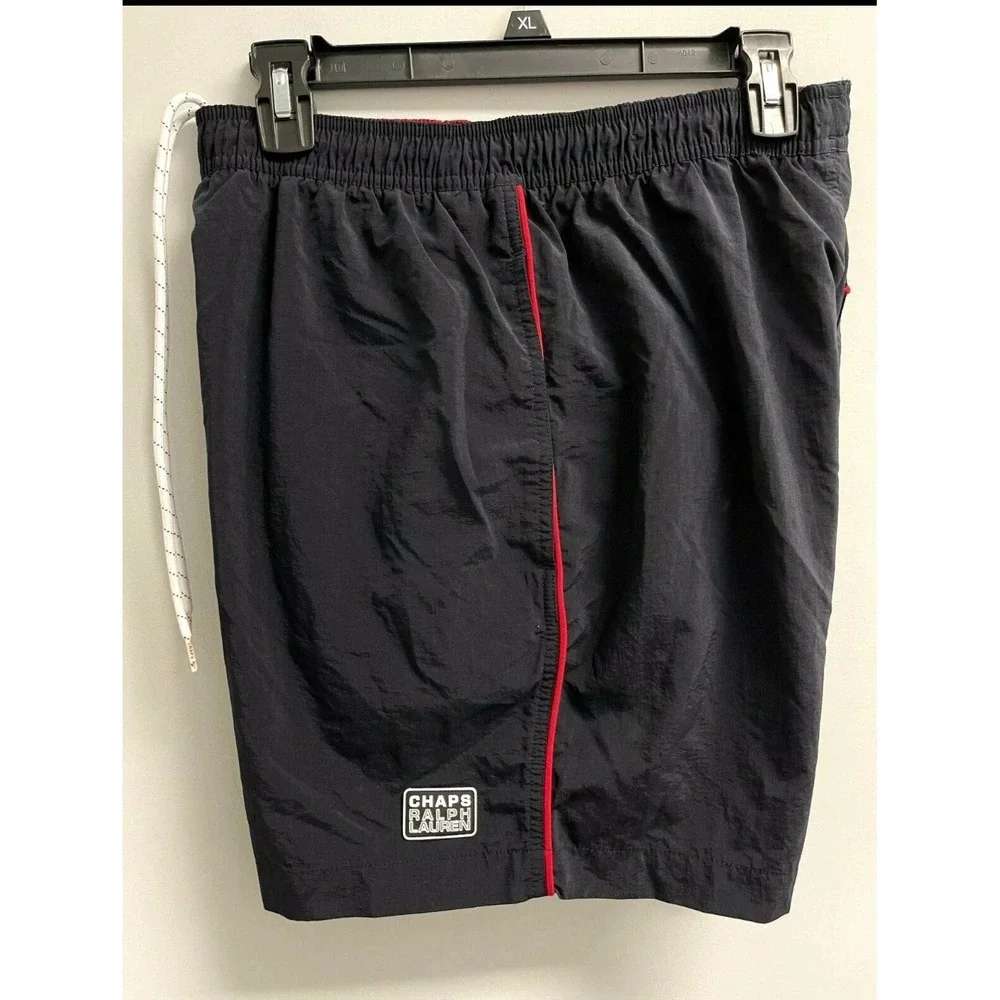 VTG Chaps‎ Ralph Lauren Men's M Boardshorts Swim Trunks Navy w/Logo Lightweight